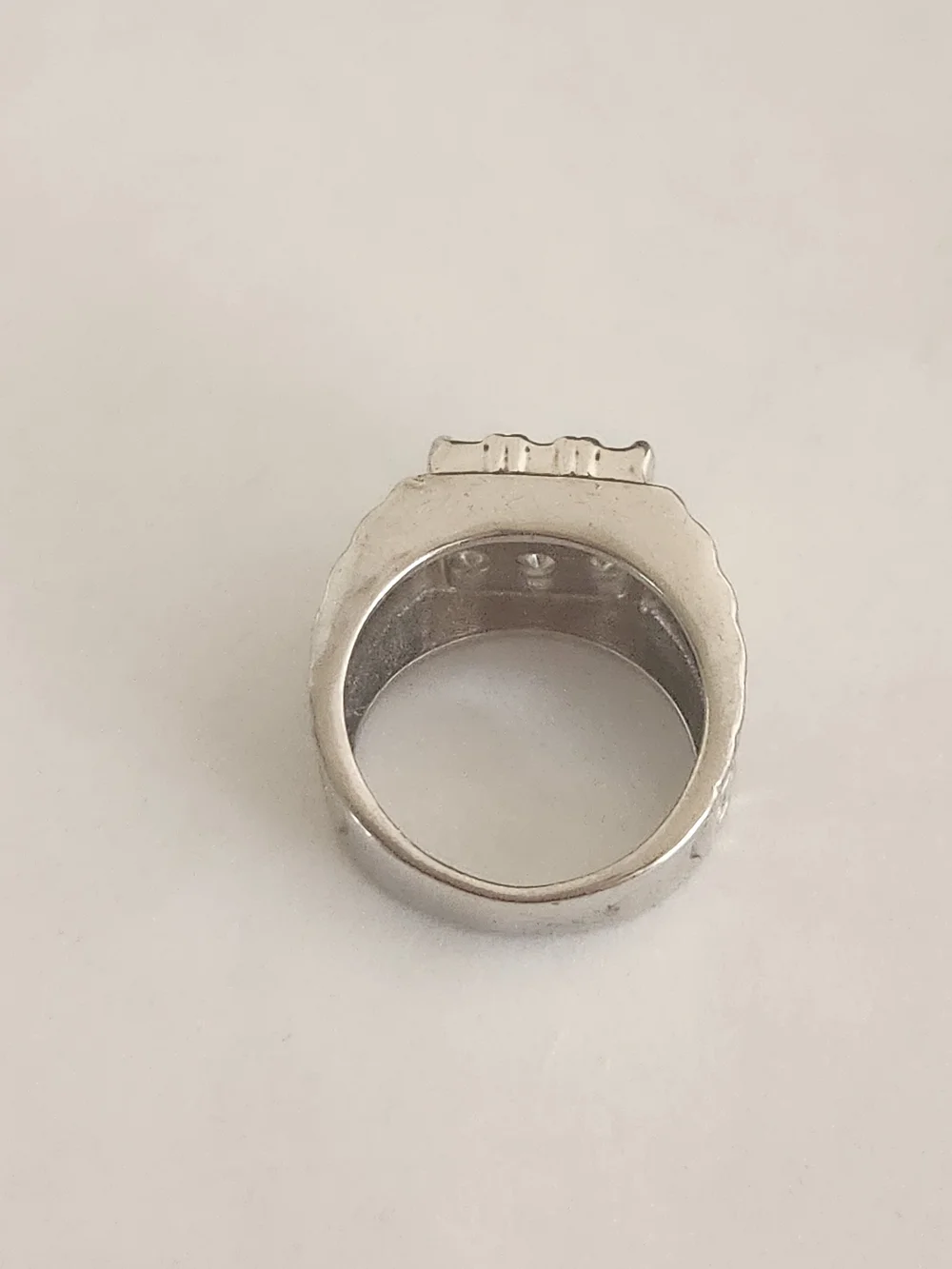 Silver-Tone Square Cluster CZ Ring